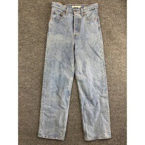 Levis Ribcage Straight Jeans Womens 25 Light Wash High Rise Button Fly Denim